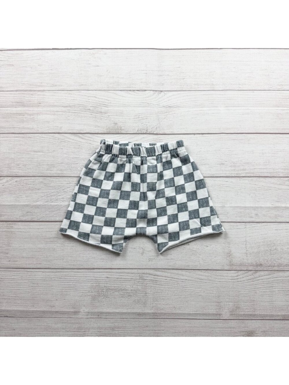 Grayson Mini Childrens Checkered Elastic Waist Shorts Lightweight Gray White 3T